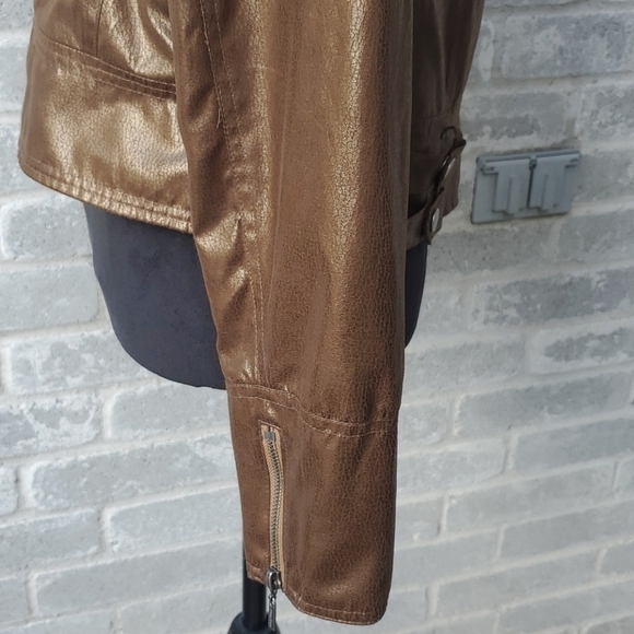 Bisou Bisou Jacket Size XL Coper Brown Biker Bomber Moto - Picture 4 of 14